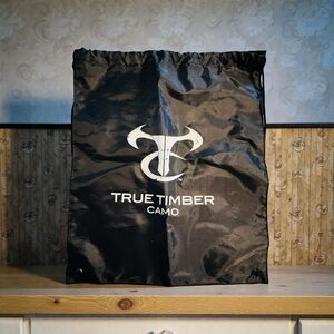 True Timber Nylon Storage Bag Value Black Cord Drawstring Backpack New
